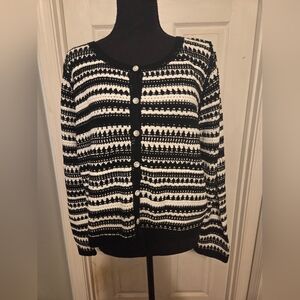 Nanette Lepore Black and White Patterned Cardigan